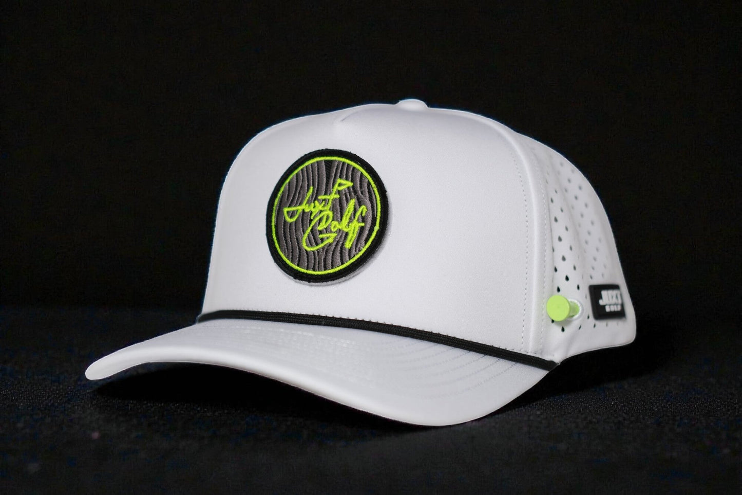 JUXT 'Stick it' White Rope Golf Hat - Pick 3 Patches!