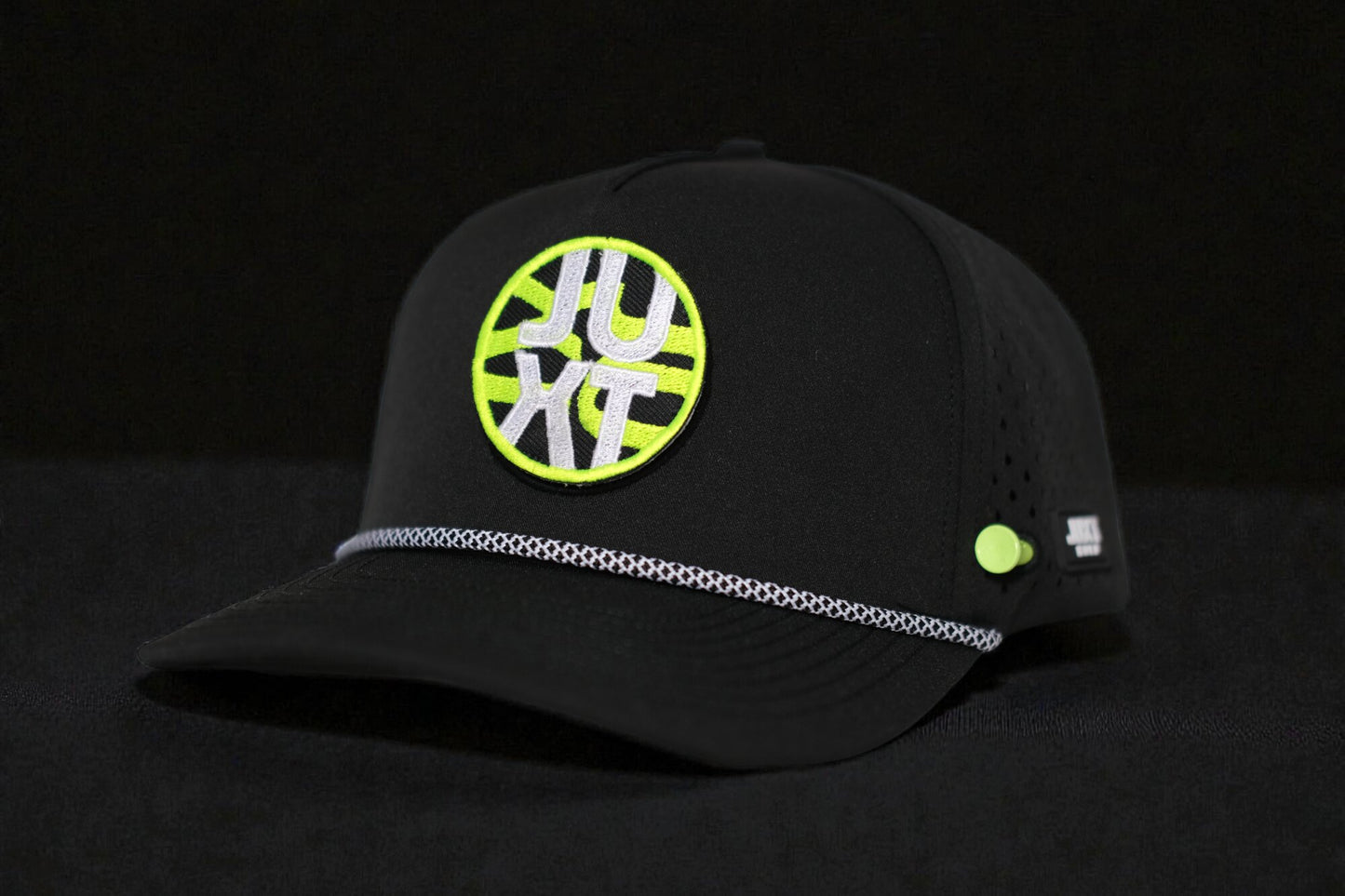JUXT 'Stick it' Black Rope Golf Hat - Pick 3 Patches!
