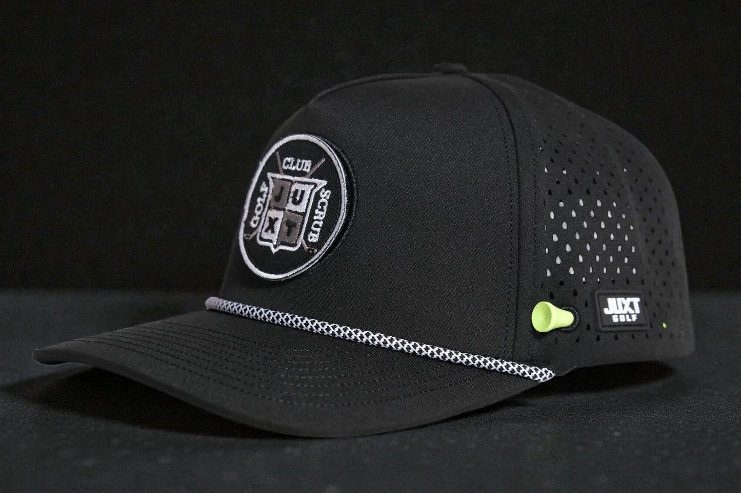 JUXT 'Stick it' Black Rope Golf Hat - Pick 3 Patches!