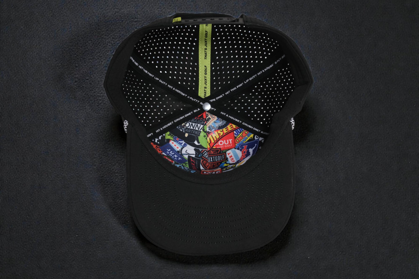 JUXT 'Stick it' Black Rope Golf Hat - Pick 3 Patches!