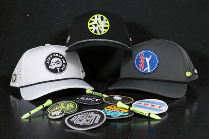 JUXT 'Stick it' White Rope Golf Hat - Pick 3 Patches!