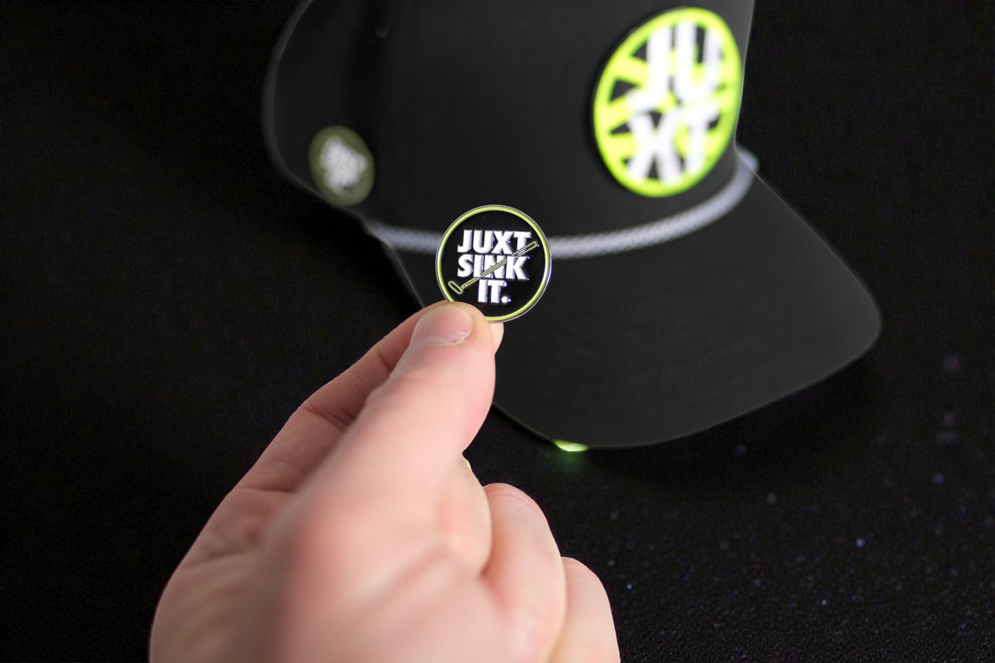 JUXT 'Stick it' Black Rope Golf Hat - Pick 3 Patches!