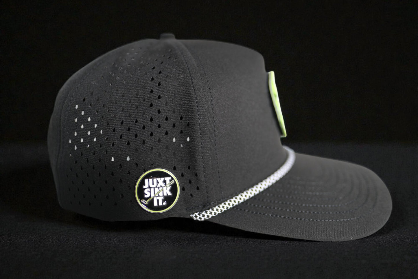 JUXT 'Stick it' Black Rope Golf Hat - Pick 3 Patches!