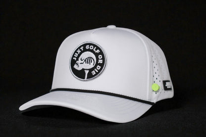 JUXT 'Stick it' White Rope Golf Hat - Pick 3 Patches!
