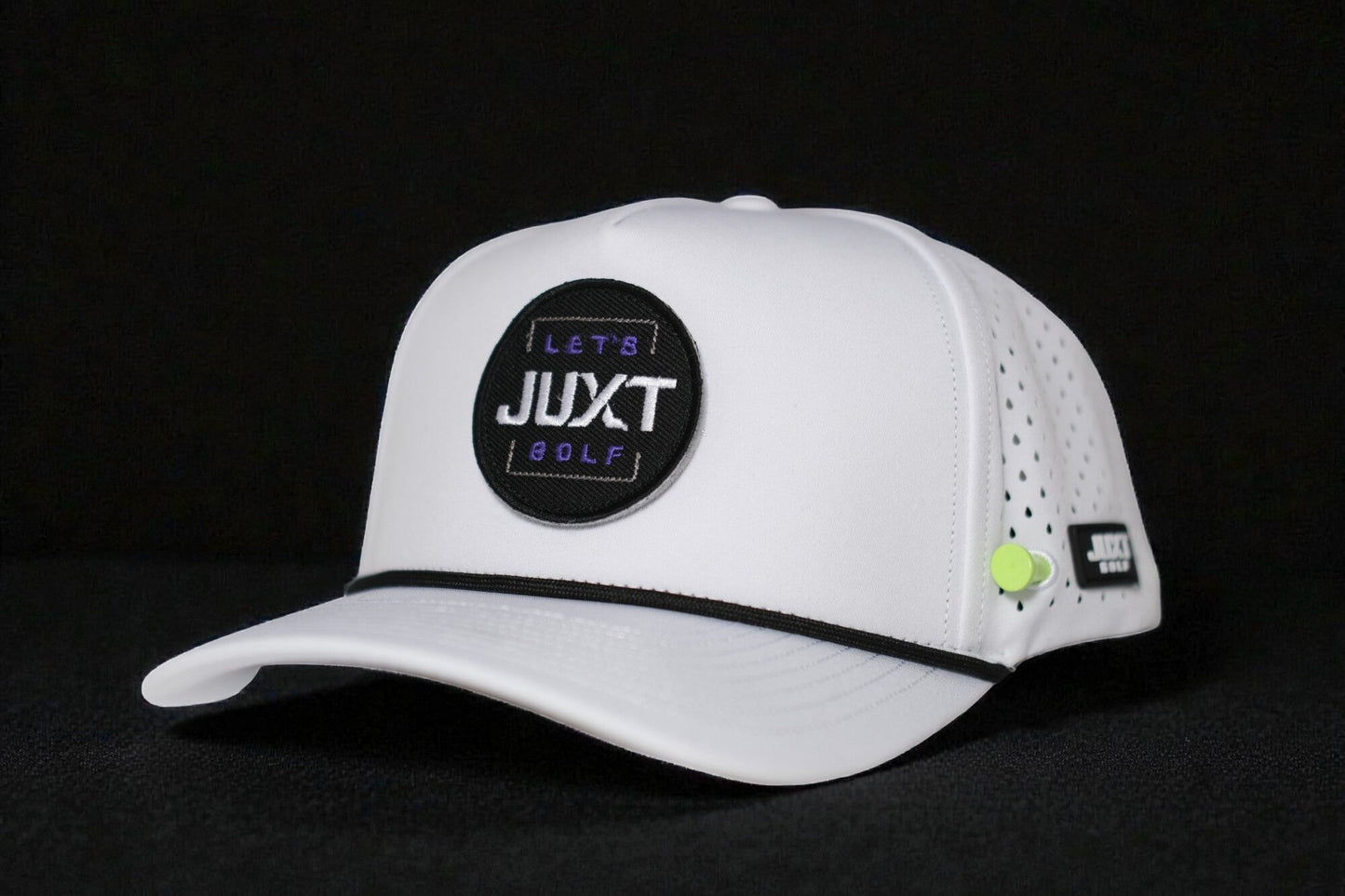 JUXT 'Stick it' White Rope Golf Hat - Pick 3 Patches!