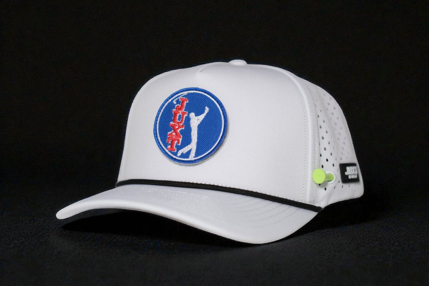 JUXT 'Stick it' White Rope Golf Hat - Pick 3 Patches!