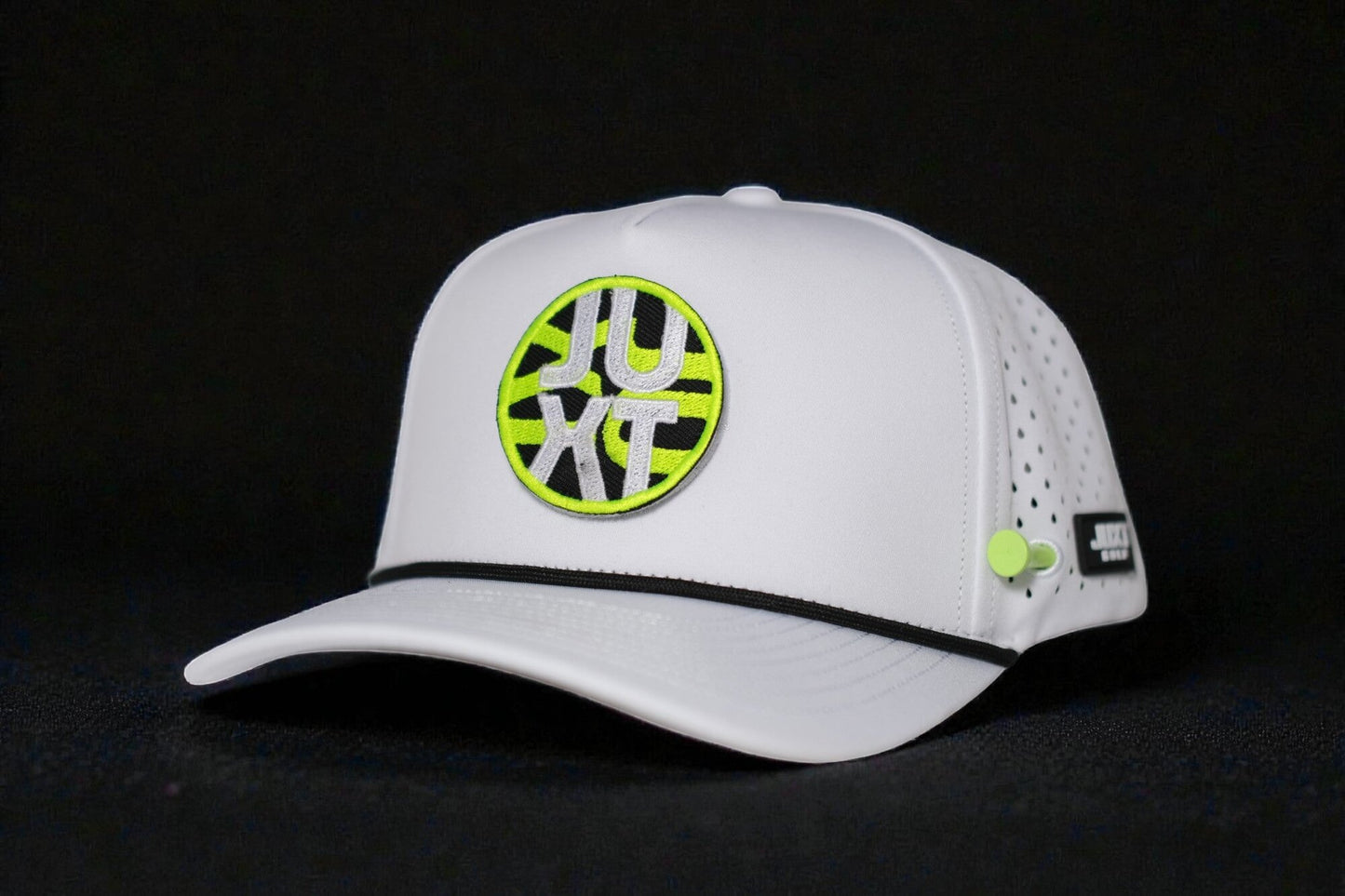JUXT 'Stick it' White Rope Golf Hat - Pick 3 Patches!