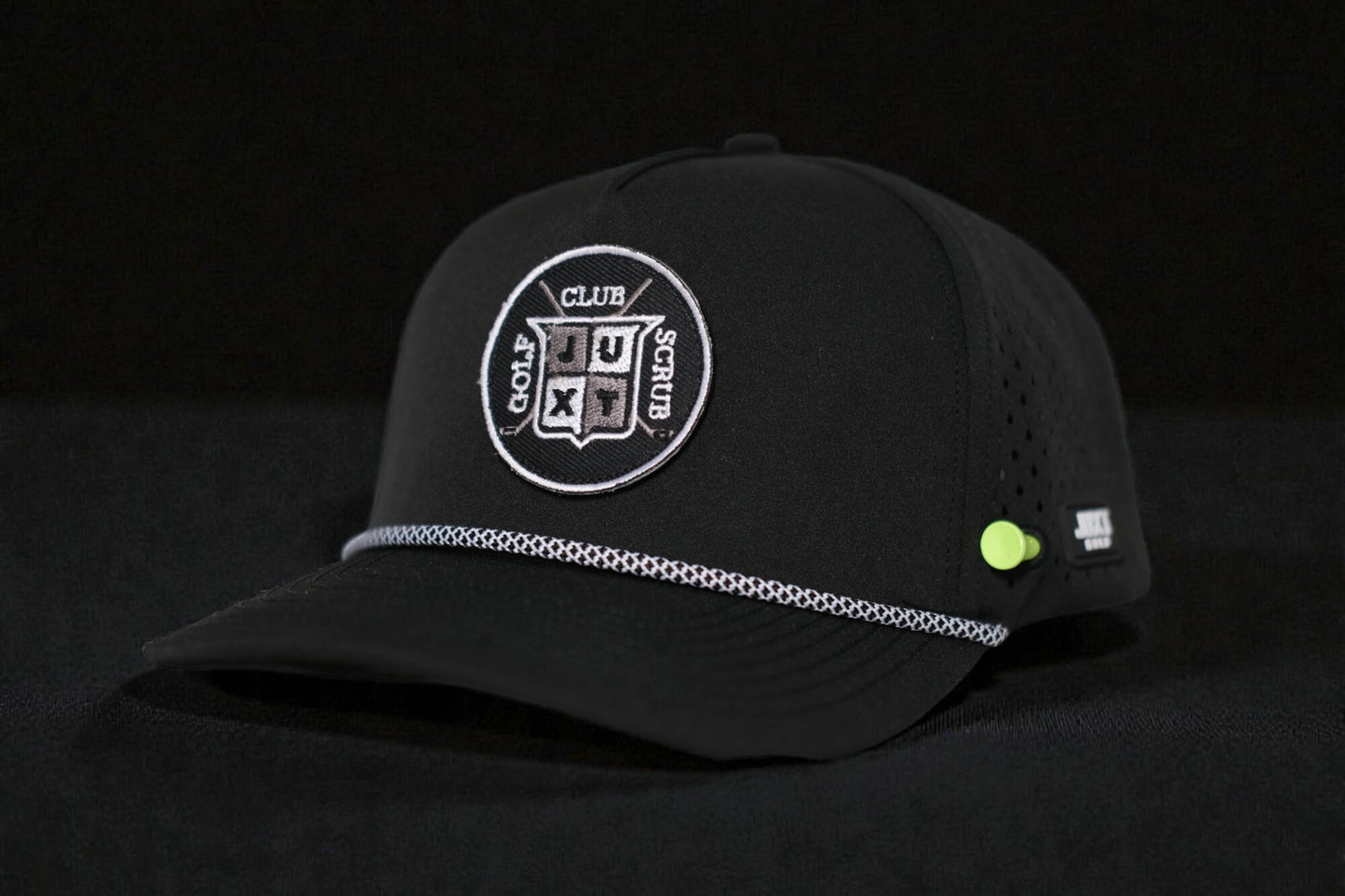 JUXT 'Stick it' Black Rope Golf Hat - Pick 3 Patches!