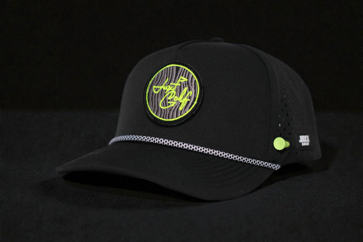 JUXT 'Stick it' Black Rope Golf Hat - Pick 3 Patches!