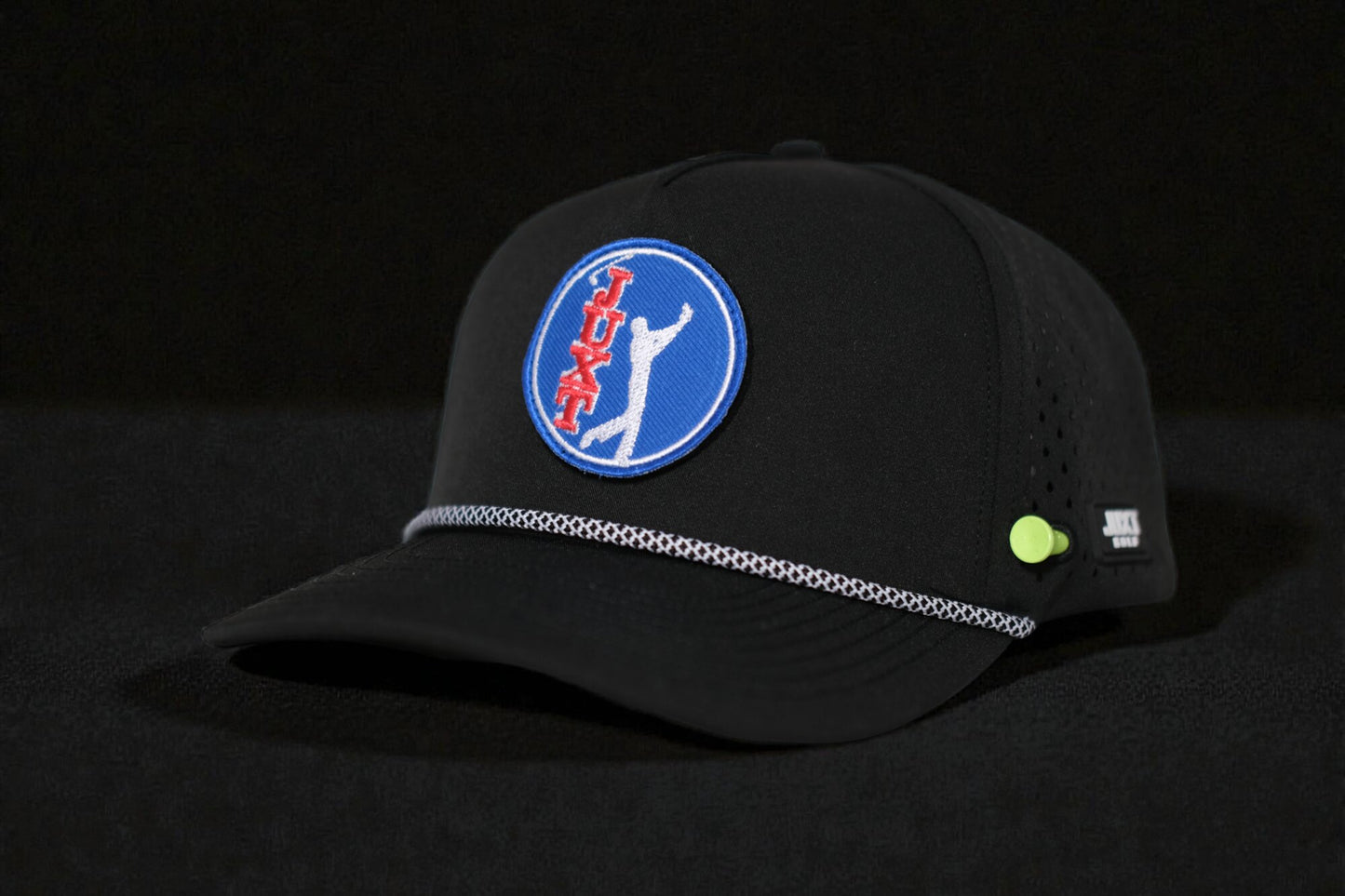 JUXT 'Stick it' Black Rope Golf Hat - Pick 3 Patches!