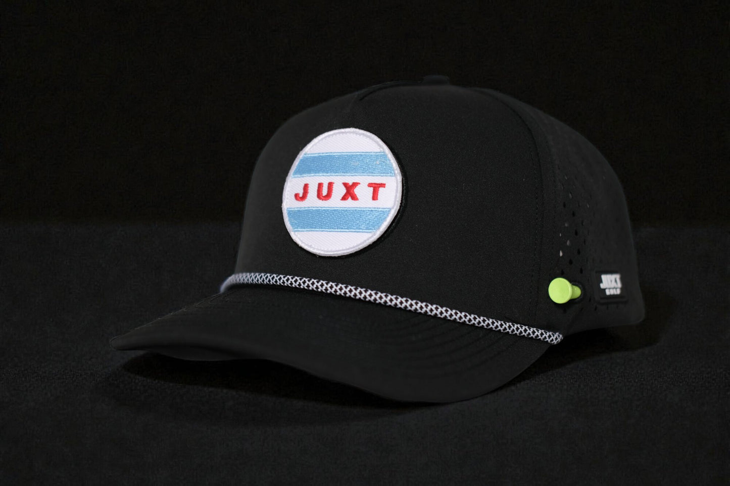 JUXT 'Stick it' Black Rope Golf Hat - Pick 3 Patches!