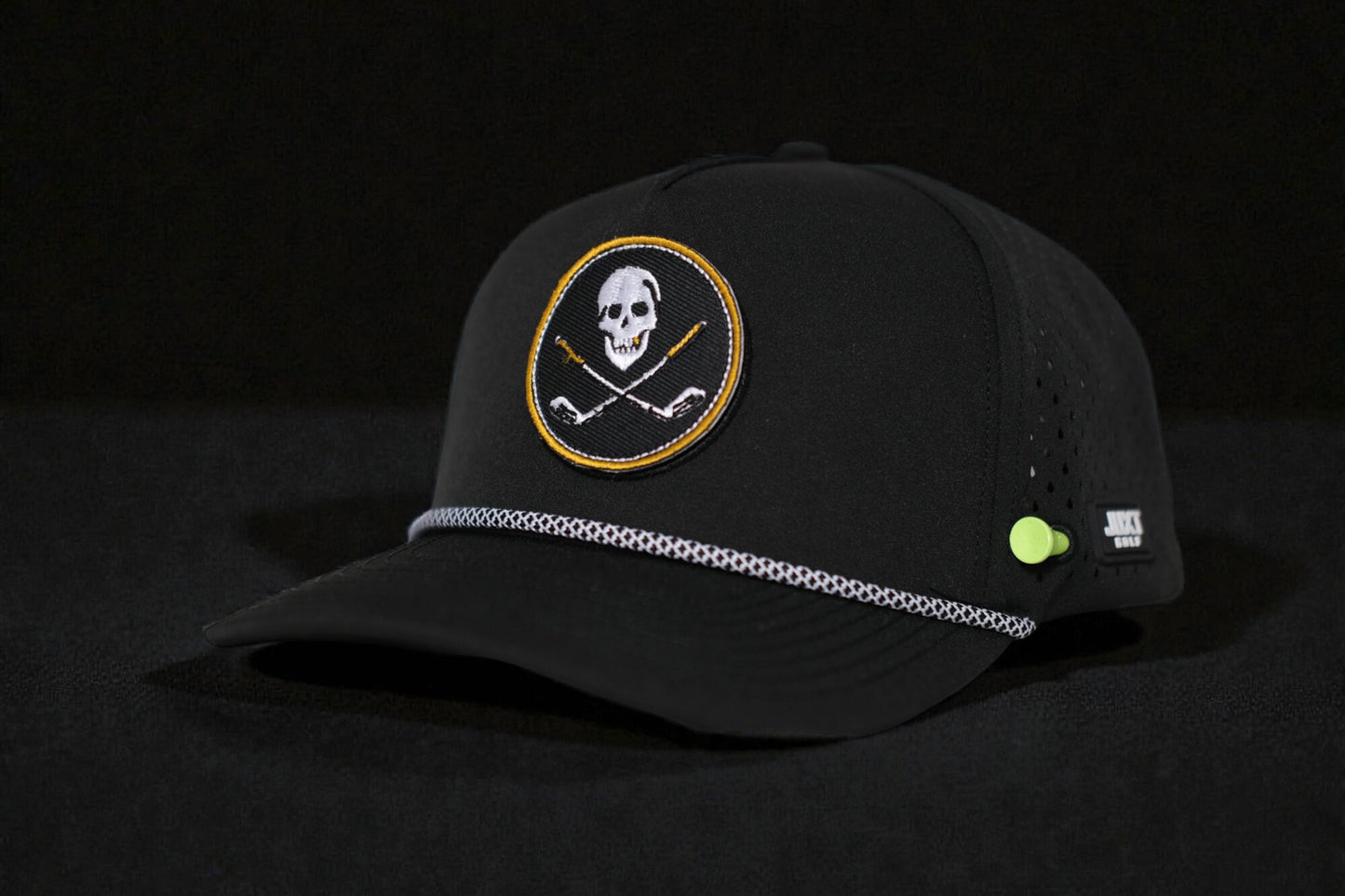JUXT 'Stick it' Black Rope Golf Hat - Pick 3 Patches!